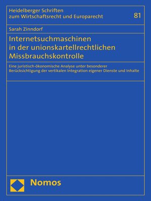 cover image of Internetsuchmaschinen in der unionskartellrechtlichen Missbrauchskontrolle